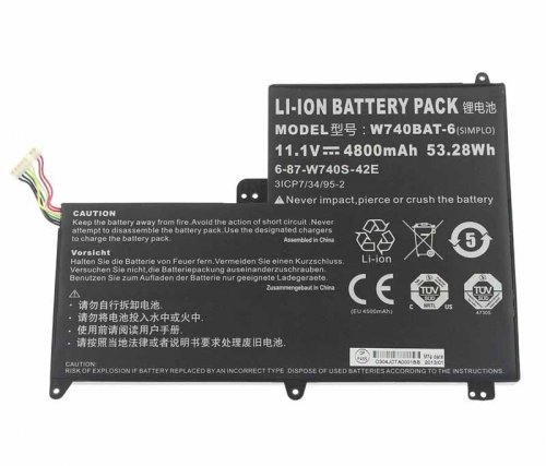 Original 4800mAh 53.28Wh 6-Zellen Clevo S413 W740SU X411 Akku