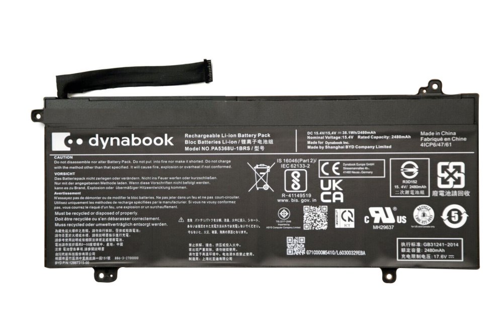 Original 2480mAh 38.1Wh Toshiba Dynabook Satellite Pro L50-G Akku