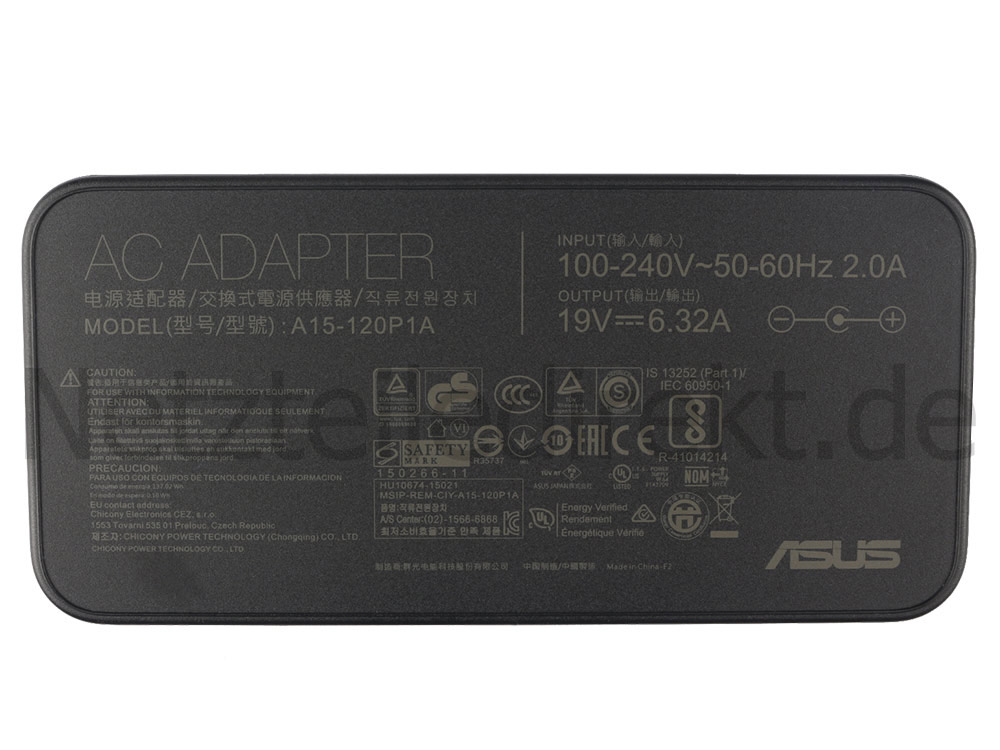 Original Netzteil Ladegerät Asus VivoBook Pro N580VD-E4461T 120W + Kabel