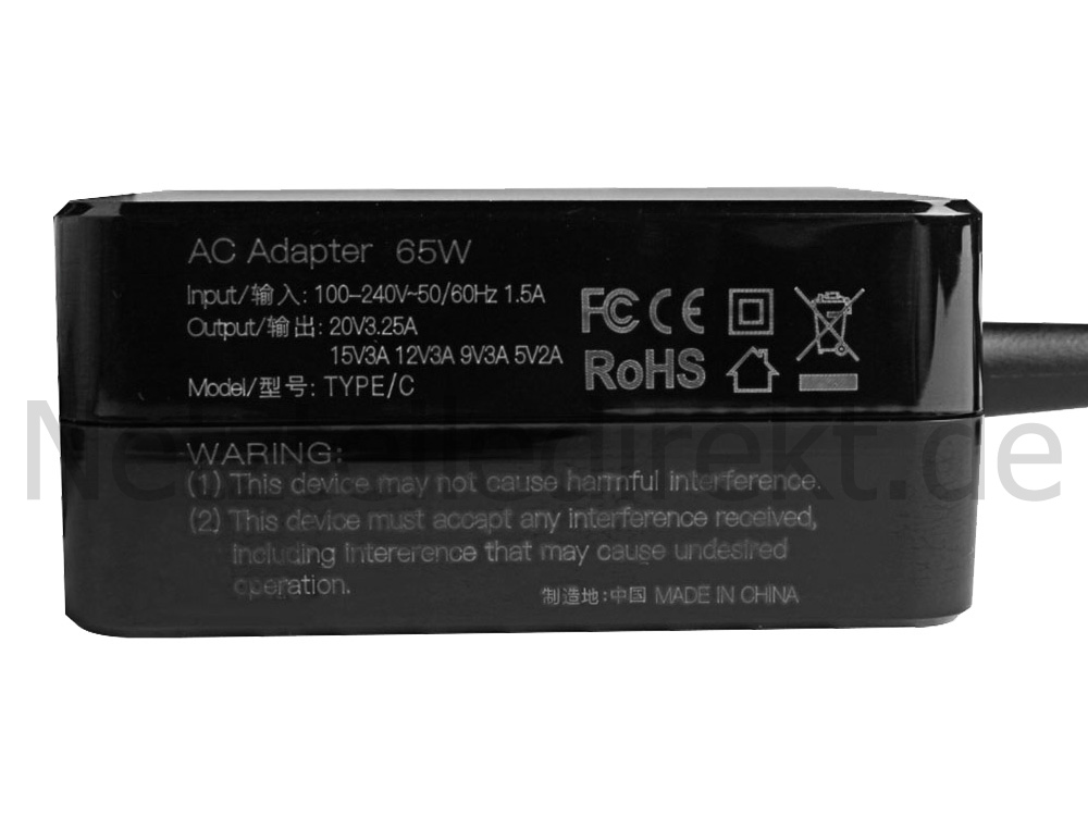 65W USB-C Netzteil Ladegerät Asus Chromebook CR1 CR1100CKA-YZ142