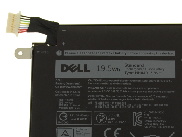 Original 19.5Wh 4-Zellen Dell Venue 8 Pro 5855 T03D001 Akku