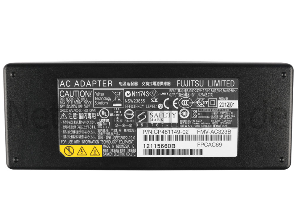 Original 100W Fujitsu FUJ:CP389454-XX Netzteil Ladegerät + Ladekabel
