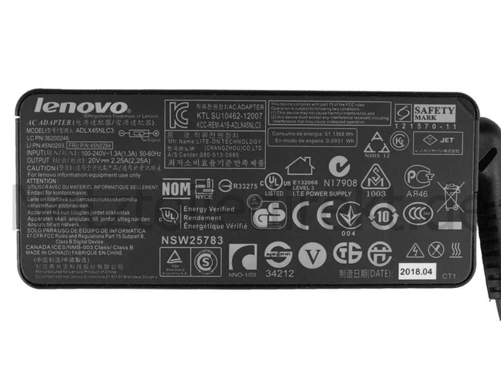 Original Netzteil Ladegerät Lenovo ThinkPad X1 Carbon 20BT000WUS 45W