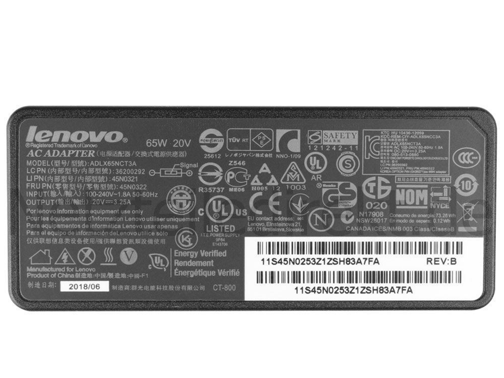 Original Netzteil Ladegerät Lenovo ThinkPad X240 20AM0011PH 65W+Kabel